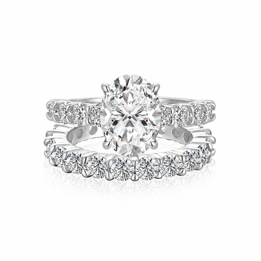 Aurevyn 2.5Ct Cushion Cut Side Stone White Gold Engagement Ring with Pavé Eternity Ring