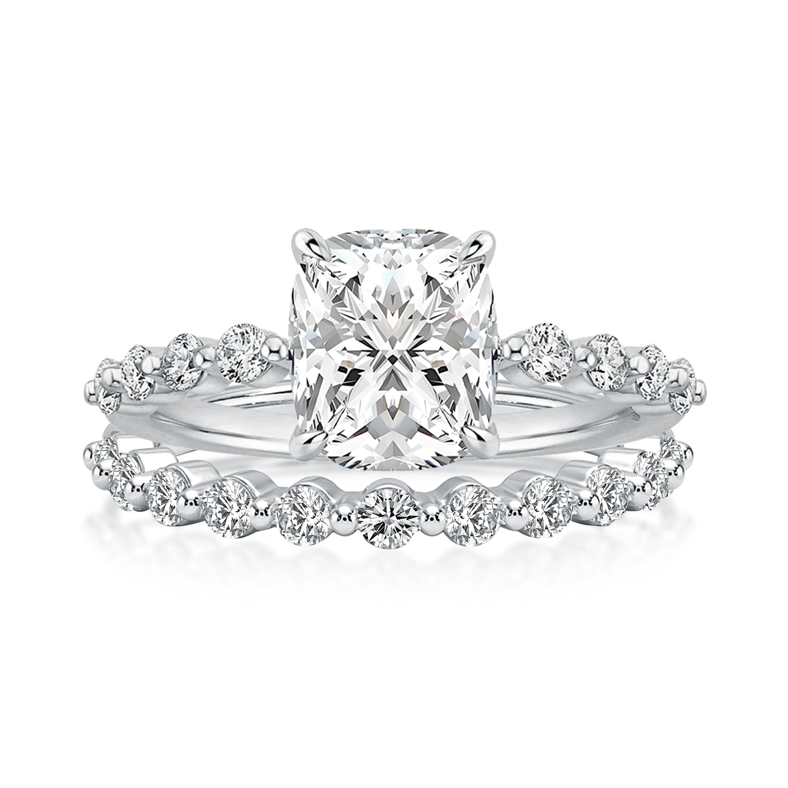 Aurevyn 2.0 Ct Cushion Cut Wedding Ring Set For Women