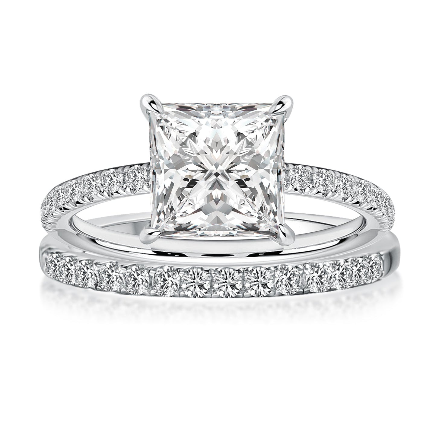 Aurevyn 2.0 Ct Princess Cut Wedding Ring Set For Women