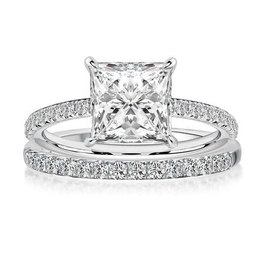 Aurevyn 2.0 Ct Princess Cut Wedding Ring Set For Women