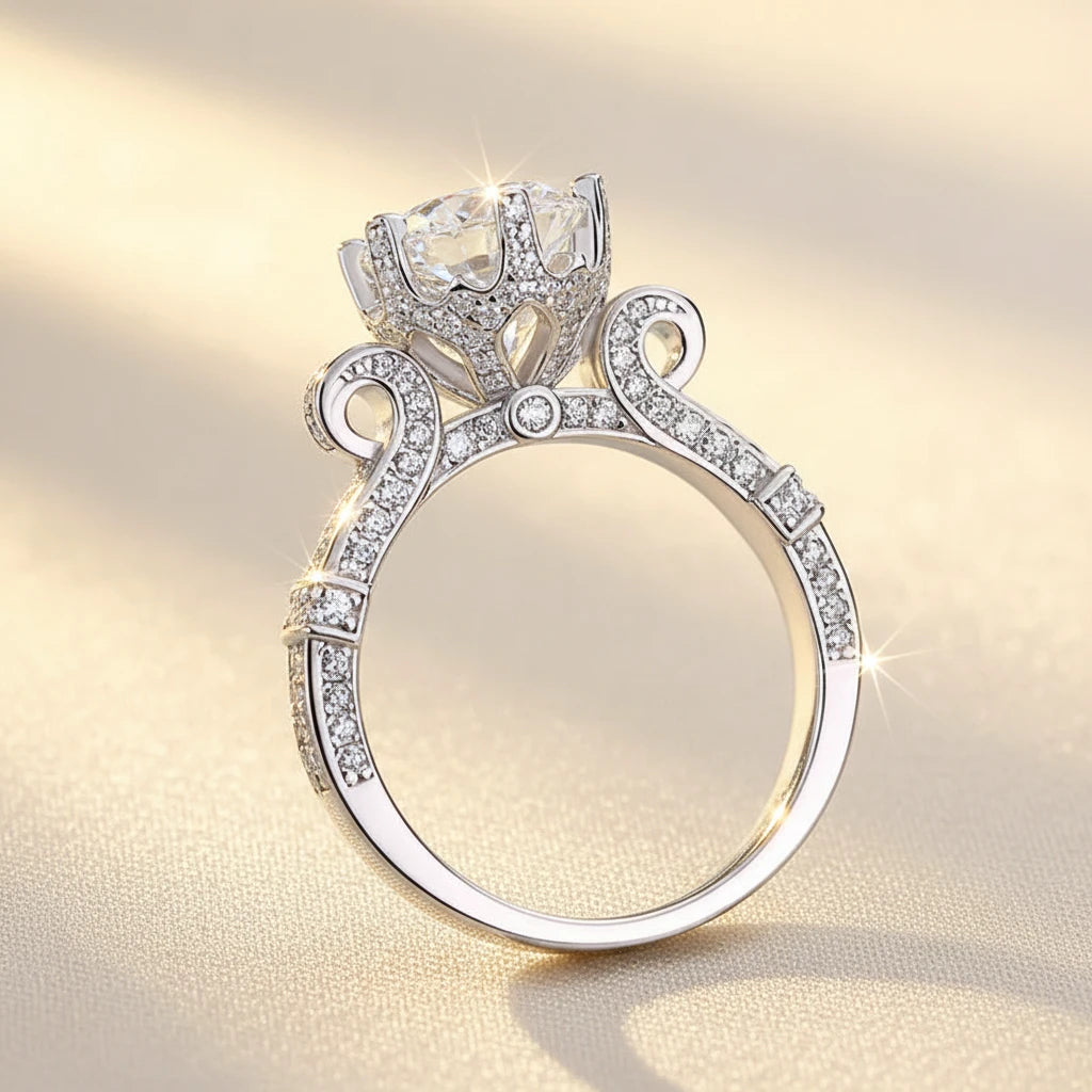 Aurevyn 2.0Ct  Round Cut Twist White Gold Promise Bridal Ring