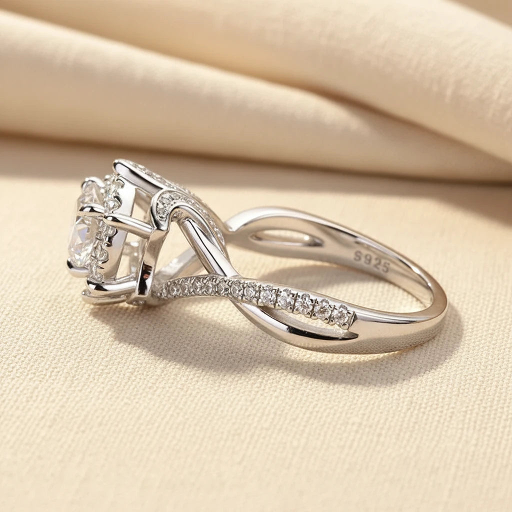 Aurevyn 1.0 Ct Twist Flower Design Promise Bridal Ring