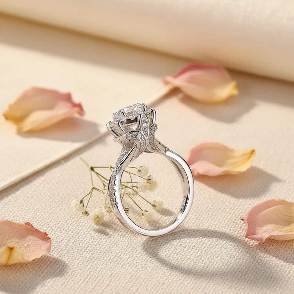 Aurevyn 1.0 Ct Twist Flower Design Promise Bridal Ring