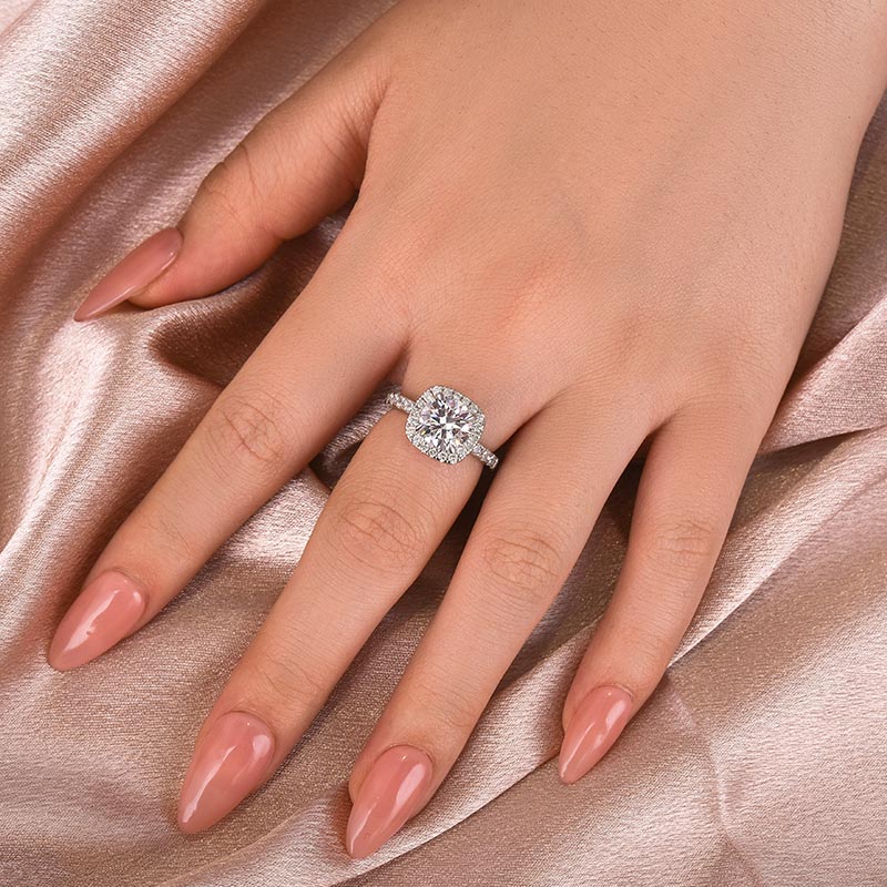 Aurevyn 2.0 Ct Halo Round Cut White Gold Promise Ring