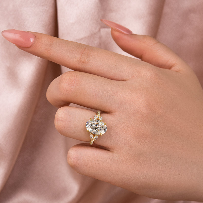 Aurevyn 4.0 Ct Oval and Angled Marquise Five Stone Engagement Ring