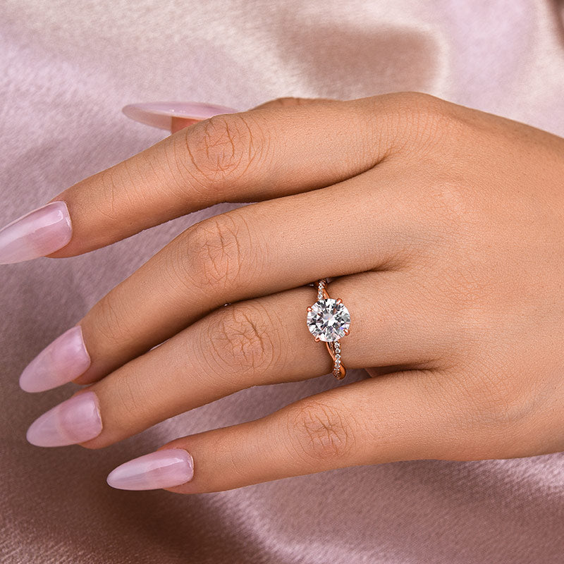 Aurevyn 1.2Ct/2.0 Ct Twist Rose Gold Pave Promise Bridal Ring