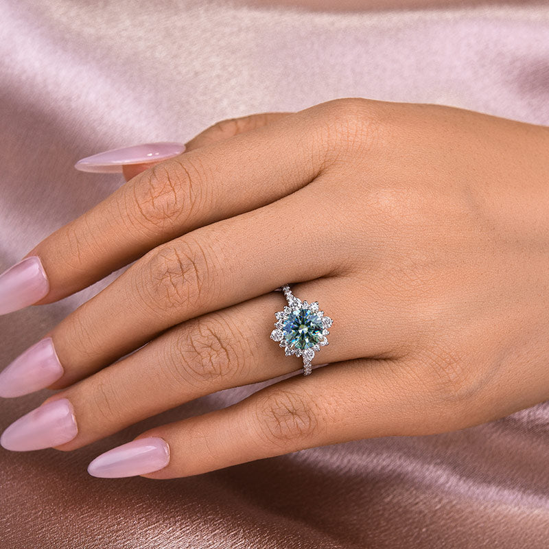 Aurevyn 2.0 Ct Turquoise Snowflake Design Travel Ring