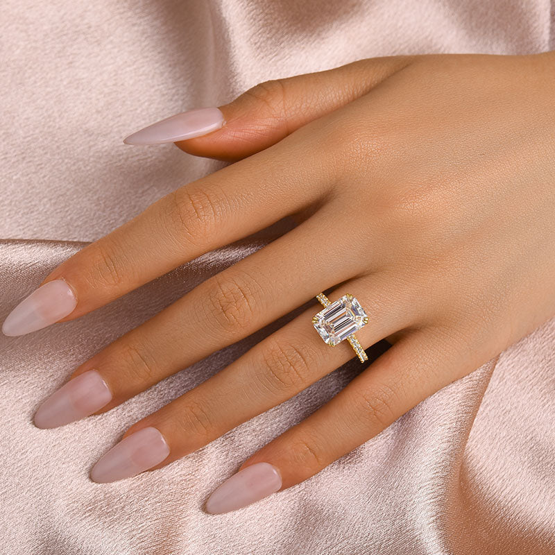 Aurevyn 4.5 Ct Emerald Cut Yellow Gold Engagement Ring