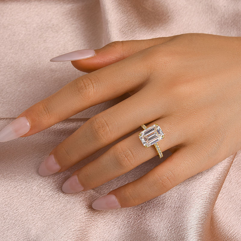 Aurevyn 4.5 Ct Emerald Cut Yellow Gold Engagement Ring
