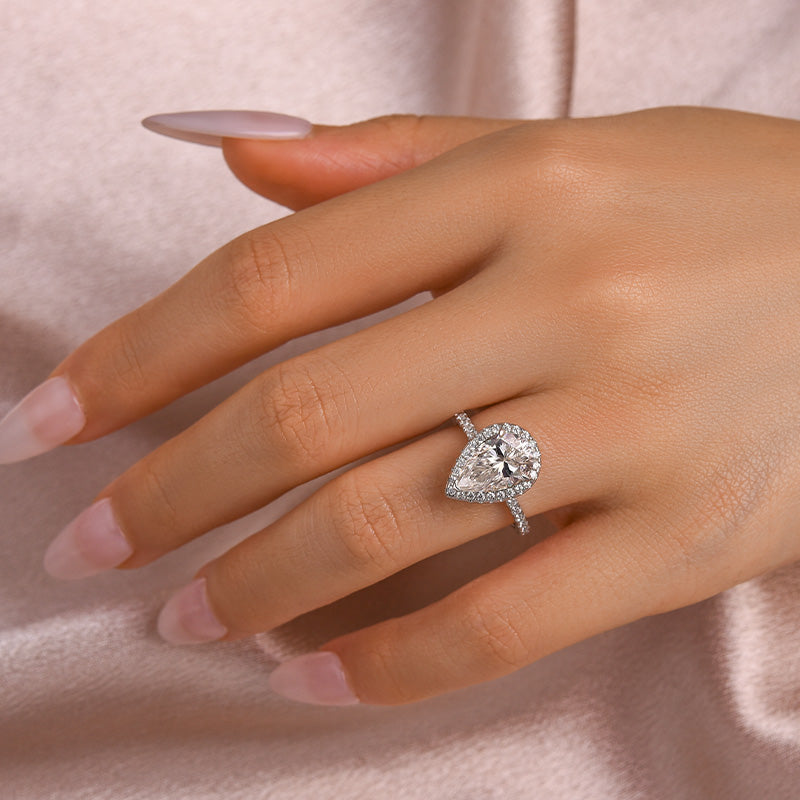 Aurevyn 2.5 Ct Pear Cut Halo Engagement Ring For Women