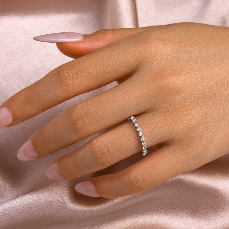 Aurevyn 0.4 Ct Round Cut Half Eternity Thin Women's Wedding Band
