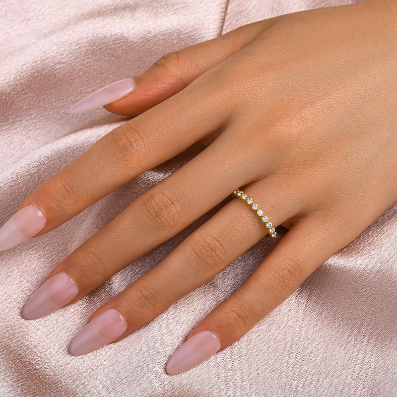 Aurevyn 0.4 Ct Yellow Gold Half Eternity Thin Women's Wedding Band