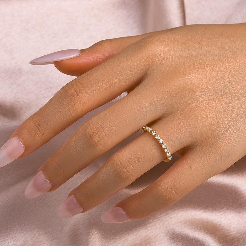 Aurevyn 0.4 Ct Yellow Gold Half Eternity Thin Women's Wedding Band