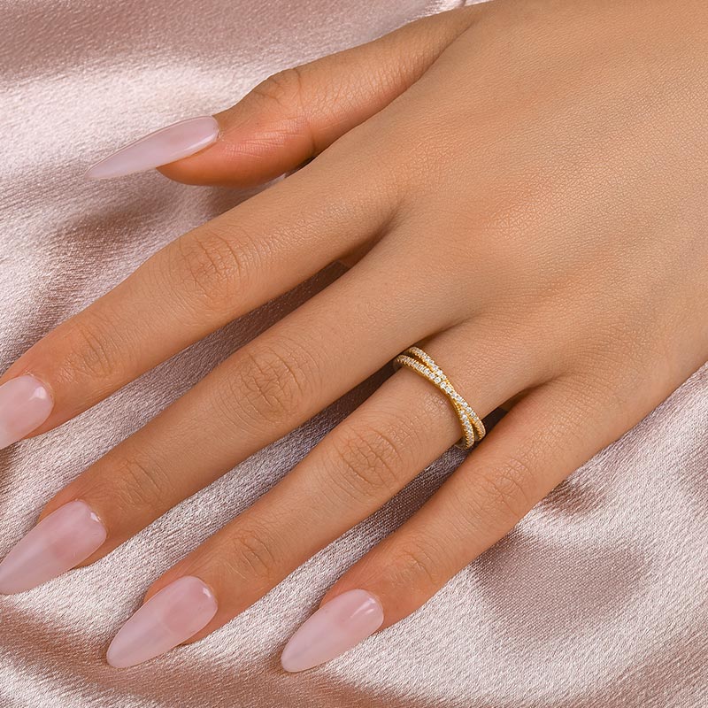 Aurevyn 2.0 Ct  X Criss Cross Wedding Band For Women