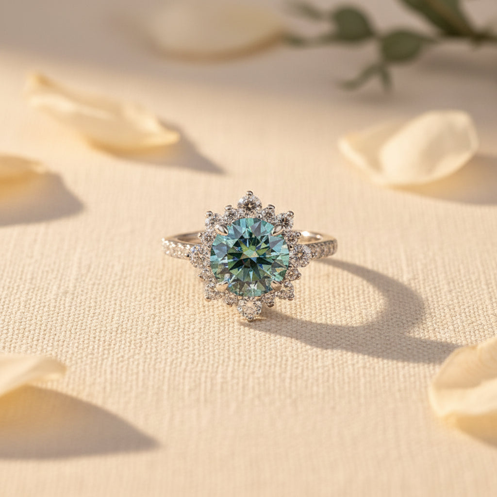 Aurevyn 2.0 Ct Turquoise Snowflake Design Travel Ring