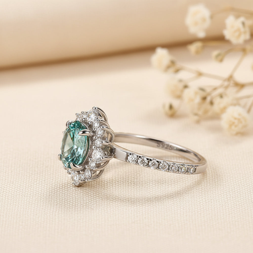 Aurevyn 2.0 Ct Turquoise Snowflake Design Travel Ring