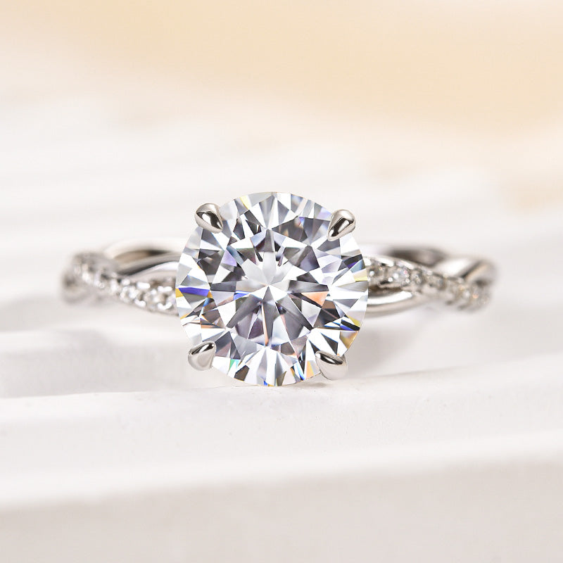 Aurevyn 1.2Ct/2.0 Ct Round Cut Twist White Gold Pave Promise Bridal Ring