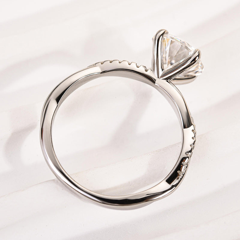 Aurevyn 1.2Ct/2.0 Ct Round Cut Twist White Gold Pave Promise Bridal Ring