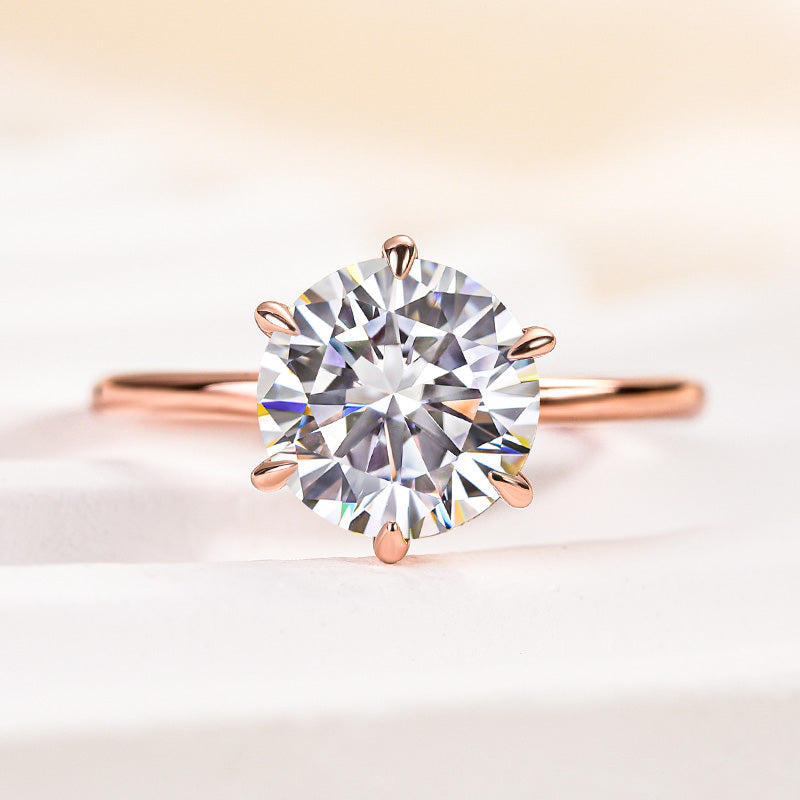Aurevyn 2.0 Ct Round Cut 6 Prong Rose Gold Engagement Ring