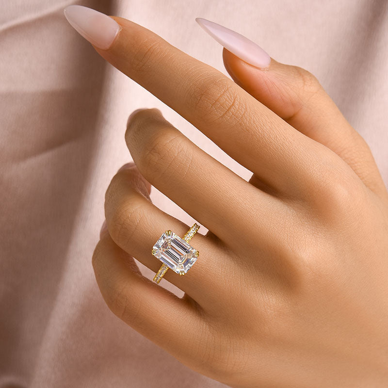 Aurevyn 4.5 Ct Emerald Cut Yellow Gold Engagement Ring