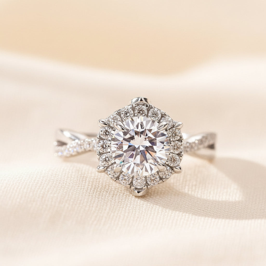 Aurevyn 1.0 Ct Twist Flower Design Promise Bridal Ring