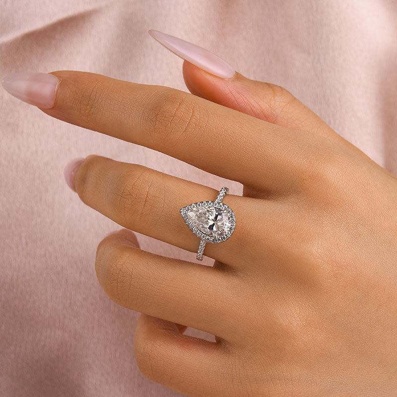 Aurevyn 2.5 Ct Pear Cut Halo Engagement Ring For Women