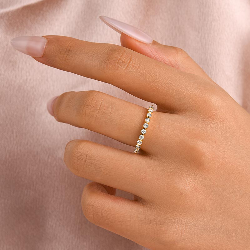 Aurevyn 0.4 Ct Yellow Gold Half Eternity Thin Women's Wedding Band
