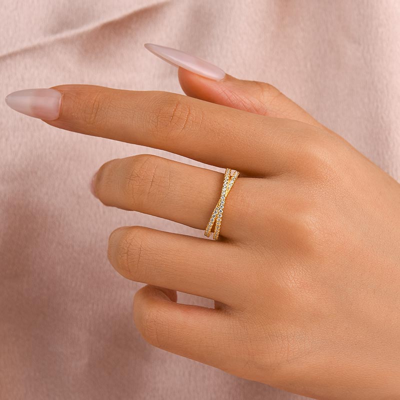 Aurevyn 2.0 Ct  X Criss Cross Wedding Band For Women