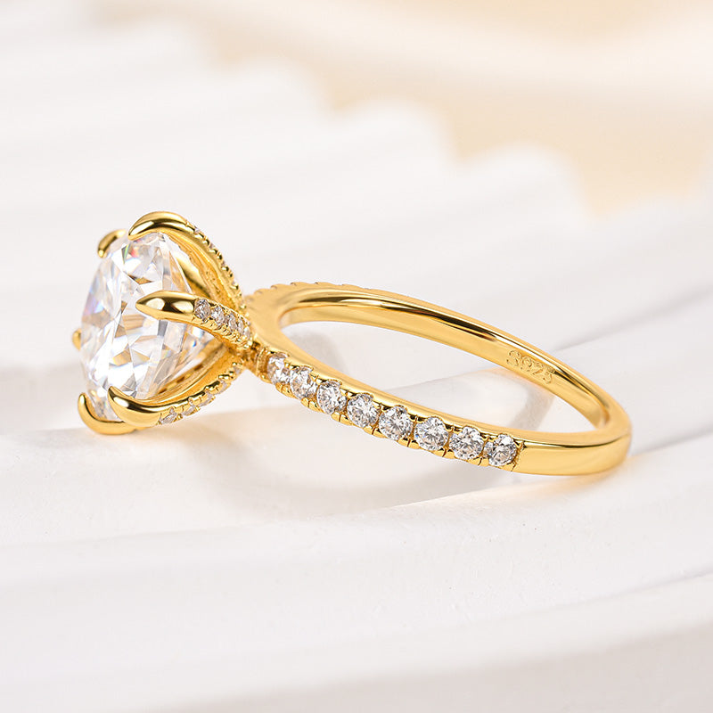 Aurevyn 2.0 Ct ~4.0 Ct Round Cut 6 Prong Yellow Gold Promise Ring