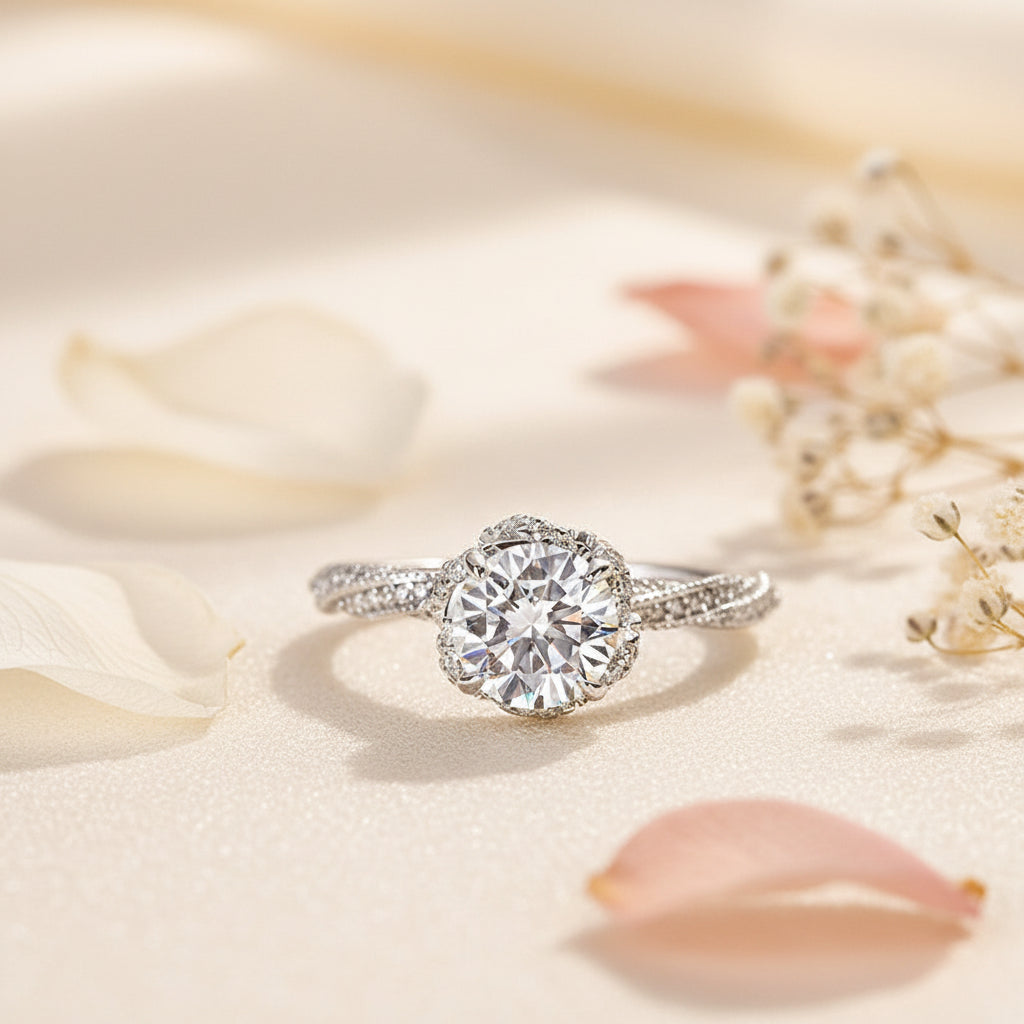 Aurevyn 1.0 Ct Flower Design Promise Ring For Women