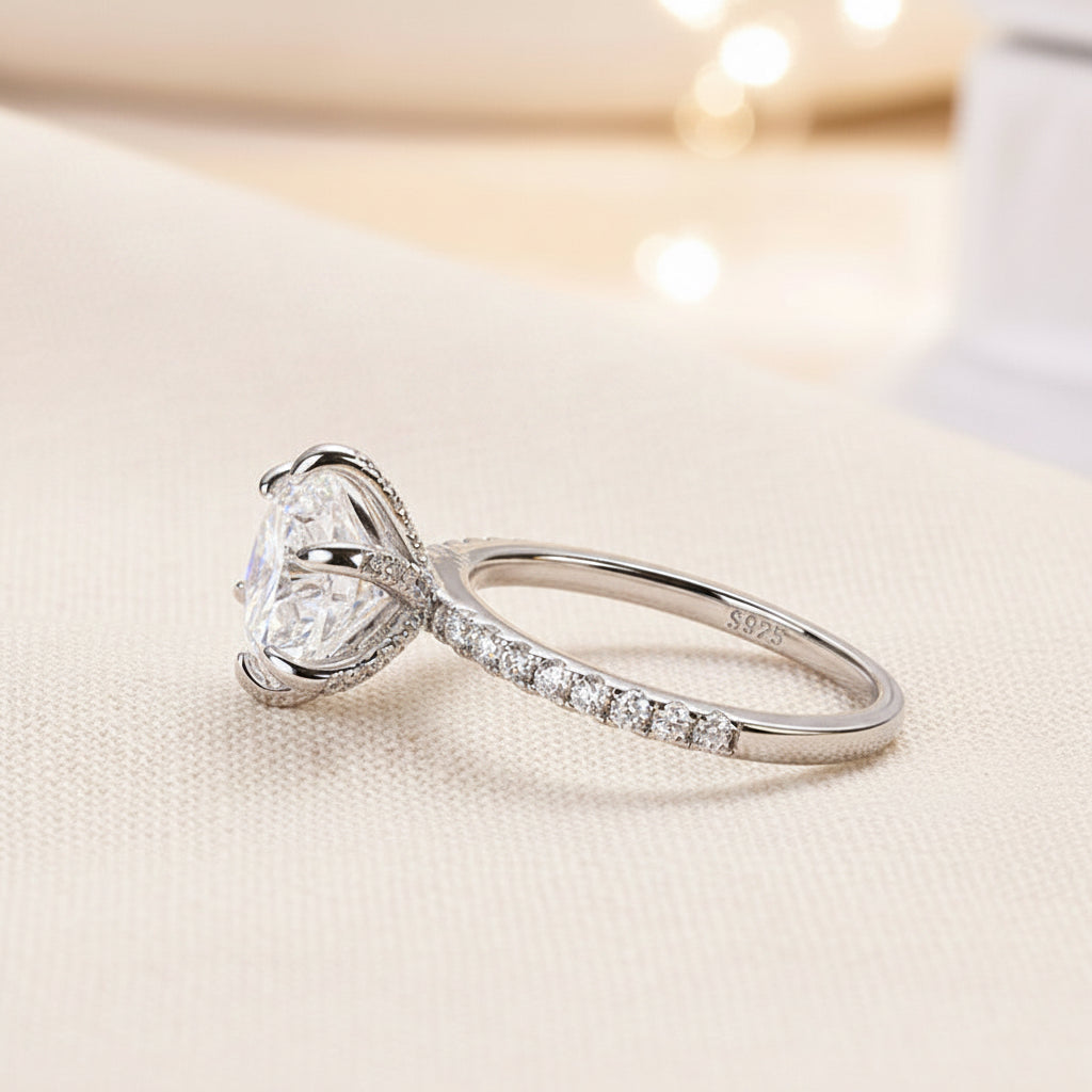 Aurevyn 2.0 Ct ～4.0 Ct Round Cut 6 Prong Promise Rings For Women