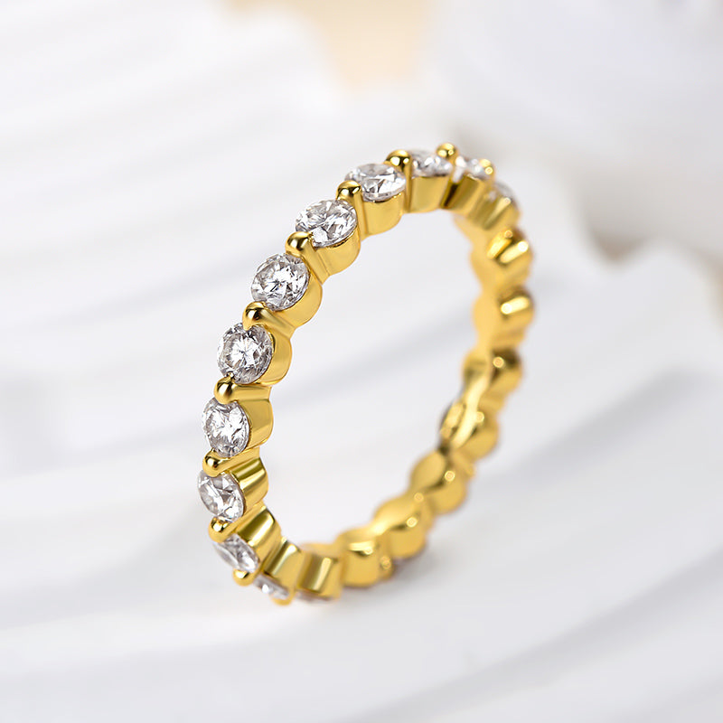Aurevyn 1.0Ct ~1.5 Ct Round Cut Yellow Gold  Anniversary Ring