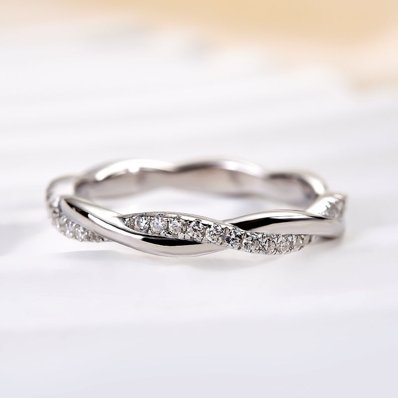Aurevyn 0.3 Ct Round Cut Pave White Gold Wedding Band