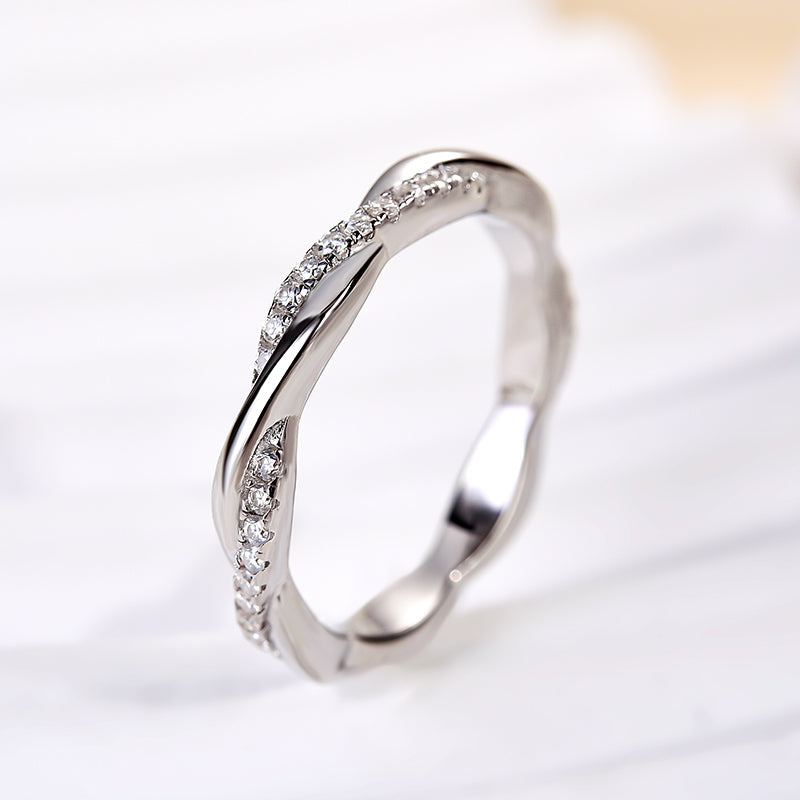 Aurevyn 0.3 Ct Round Cut Pave White Gold Wedding Band