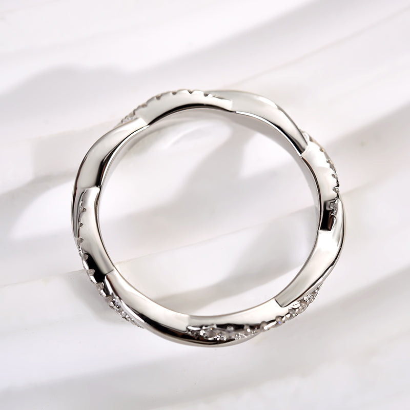 Aurevyn 0.3 Ct Round Cut Pave White Gold Wedding Band