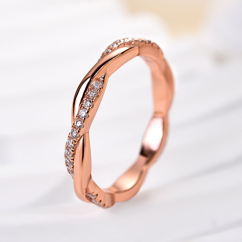 Aurevyn 0.3 Ct Round Cut Pave Rose Gold Wedding Band