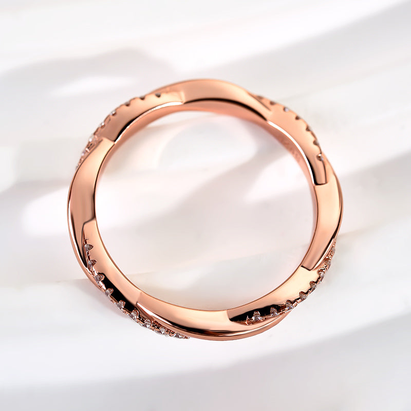 Aurevyn 0.3 Ct Round Cut Pave Rose Gold Wedding Band