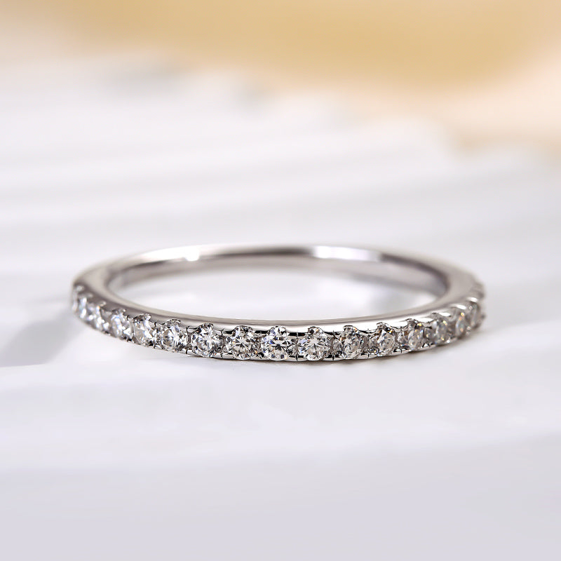 Aurevyn 0.5 Ct Round Cut Half Halo White Gold Anniversary Ring