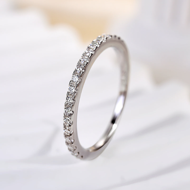 Aurevyn 0.5 Ct Round Cut Half Halo White Gold Anniversary Ring