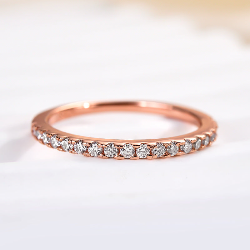 Aurevyn 0.5 Ct Round Cut Half Halo Rose Gold Anniversary Ring