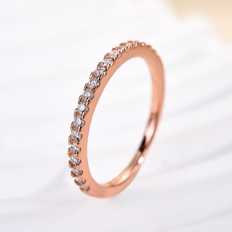 Aurevyn 0.5 Ct Round Cut Half Halo Rose Gold Anniversary Ring