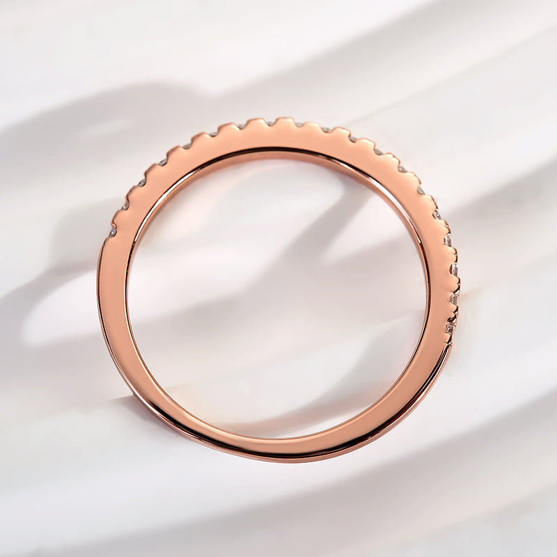 Aurevyn 0.5 Ct Round Cut Half Halo Rose Gold Anniversary Ring