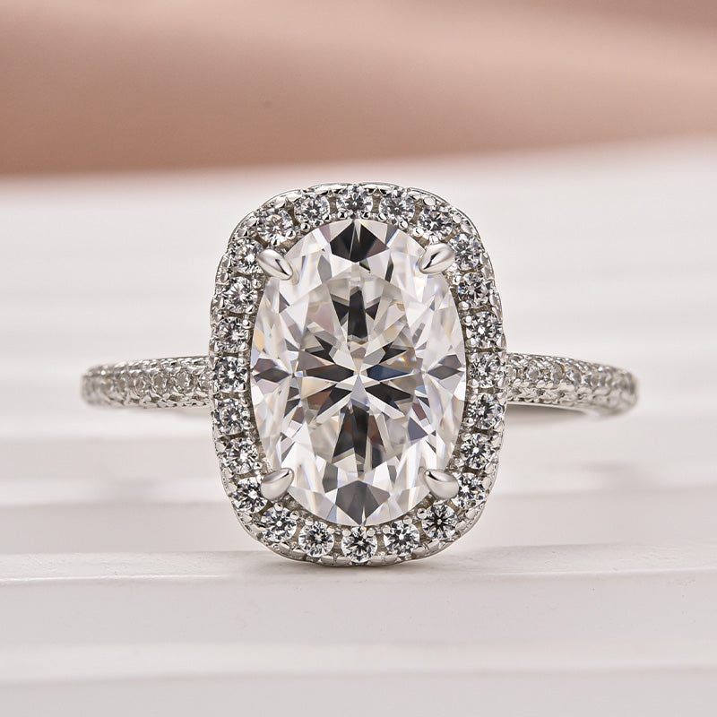 Aurevyn 2.5 Ct Halo Oval Cut Promise Ring For Women