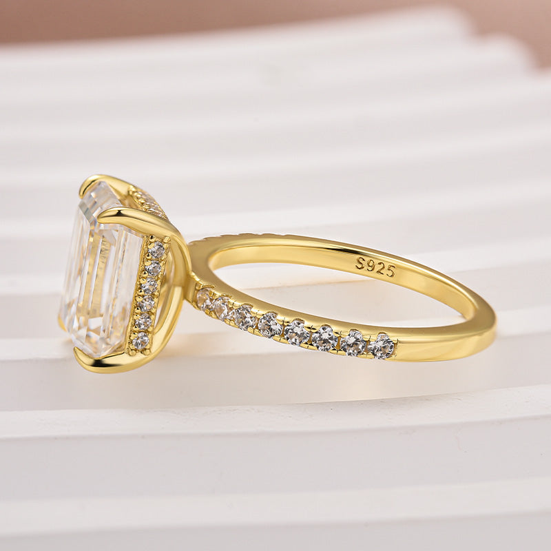 Aurevyn 3.5 Ct Emerald Cut Yellow Gold Engagement Ring For Women