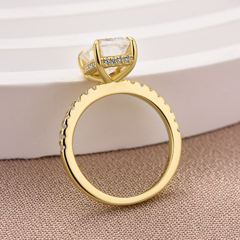 Aurevyn 3.5 Ct Emerald Cut Yellow Gold Engagement Ring For Women