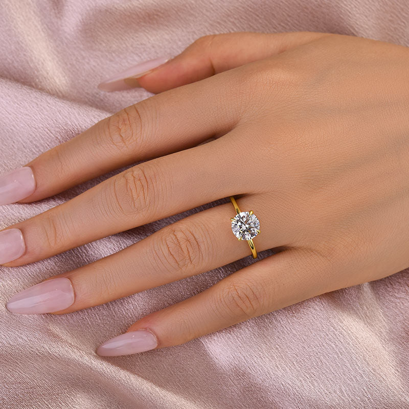 Aurevyn 2.0 Ct ~4.0Ct Round Cut Yellow Gold Promise Ring