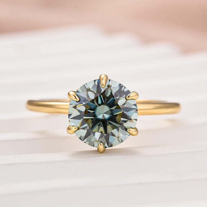 Aurevyn 2.0 Ct Round Cut Paraiba Tourmaline Engagement Ring