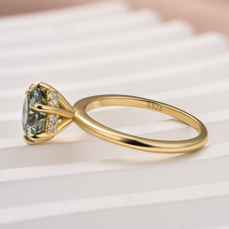 Aurevyn 2.0 Ct Round Cut Paraiba Tourmaline Engagement Ring