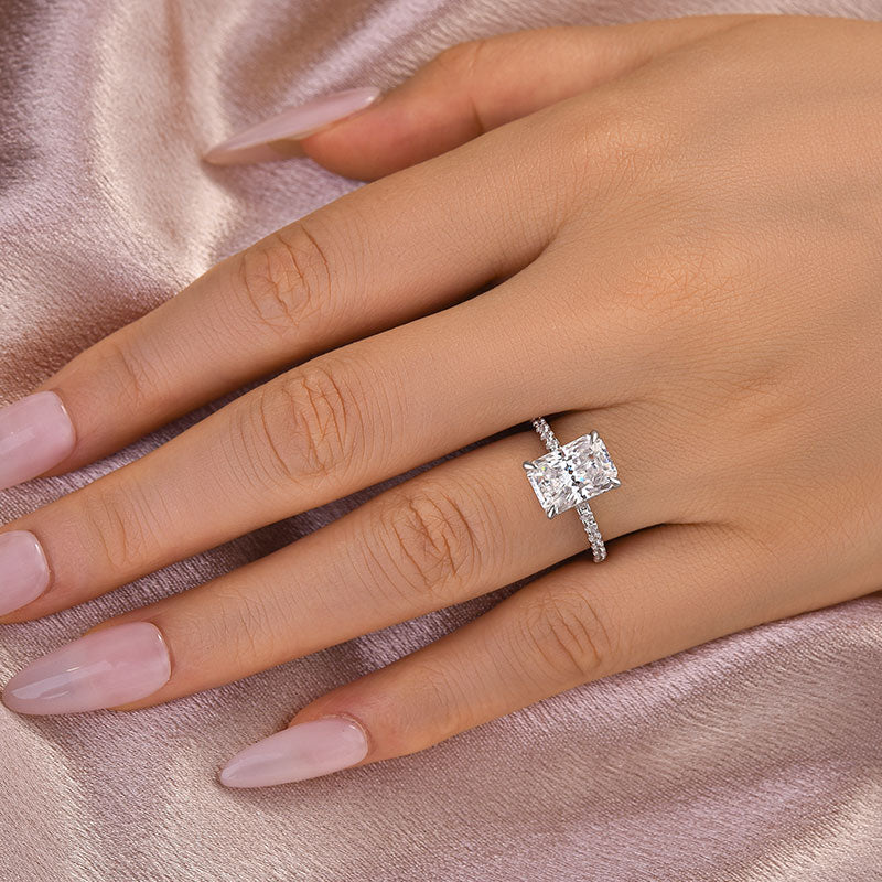 Aurevyn 1.0 Ct~3.5 Ct Radiant Cut White Gold Engagement Ring For Women