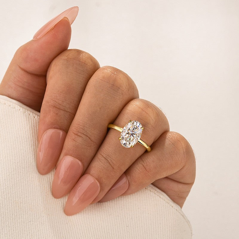 Aurevyn 3.0Ct Oval Cut Yellow Gold Promise Ring For Women